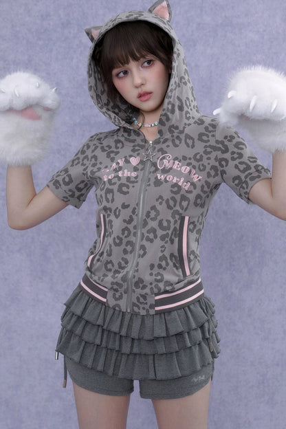 Pink Leopard Cat Ear Jacket