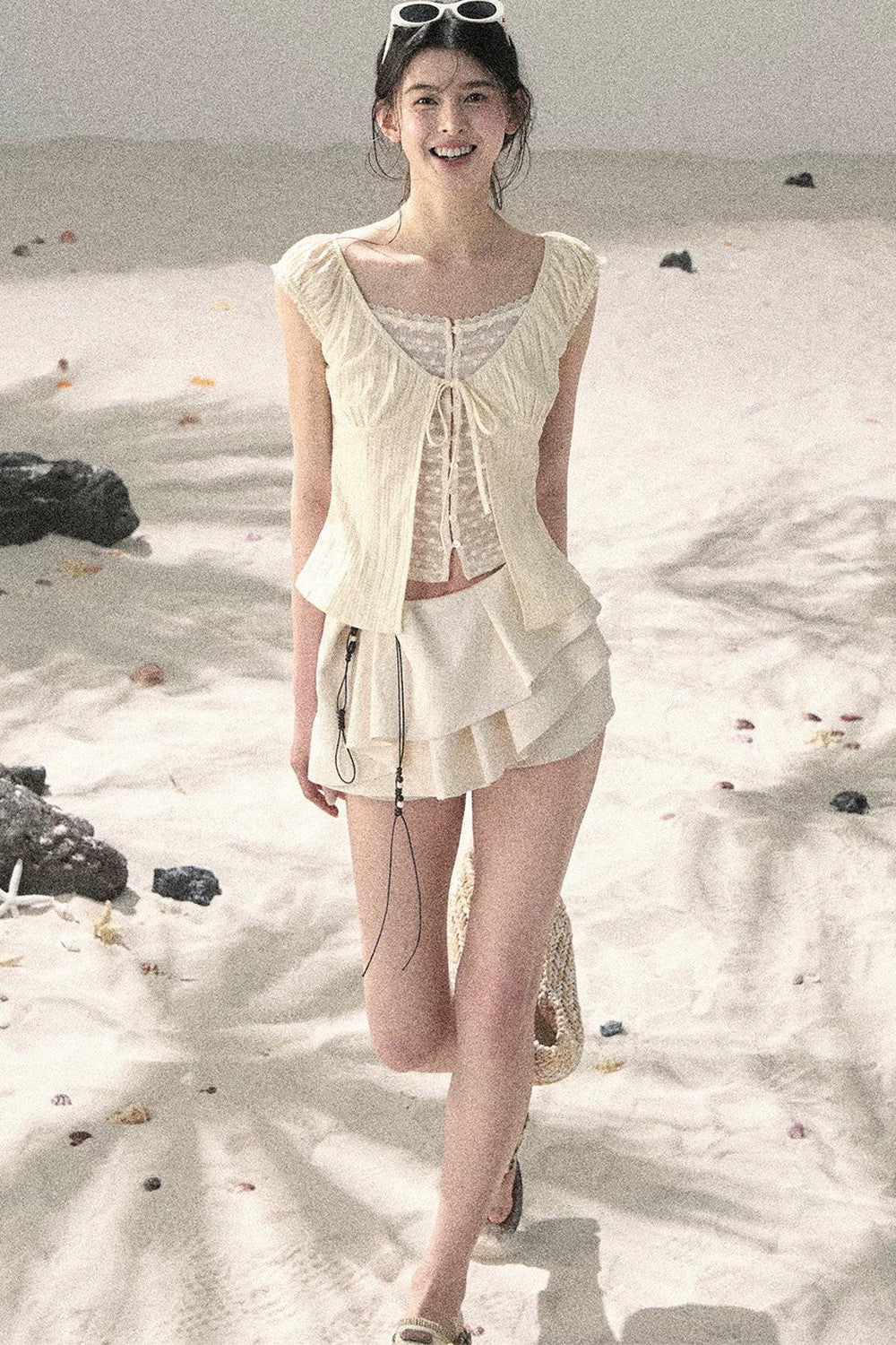 Französische Spitzen-Hohlraum-Bluse