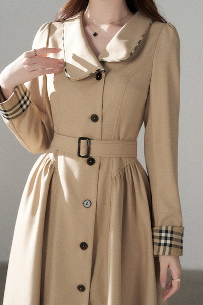Long Sleeve Single-Breasted Trench Coat, Top and Skirt