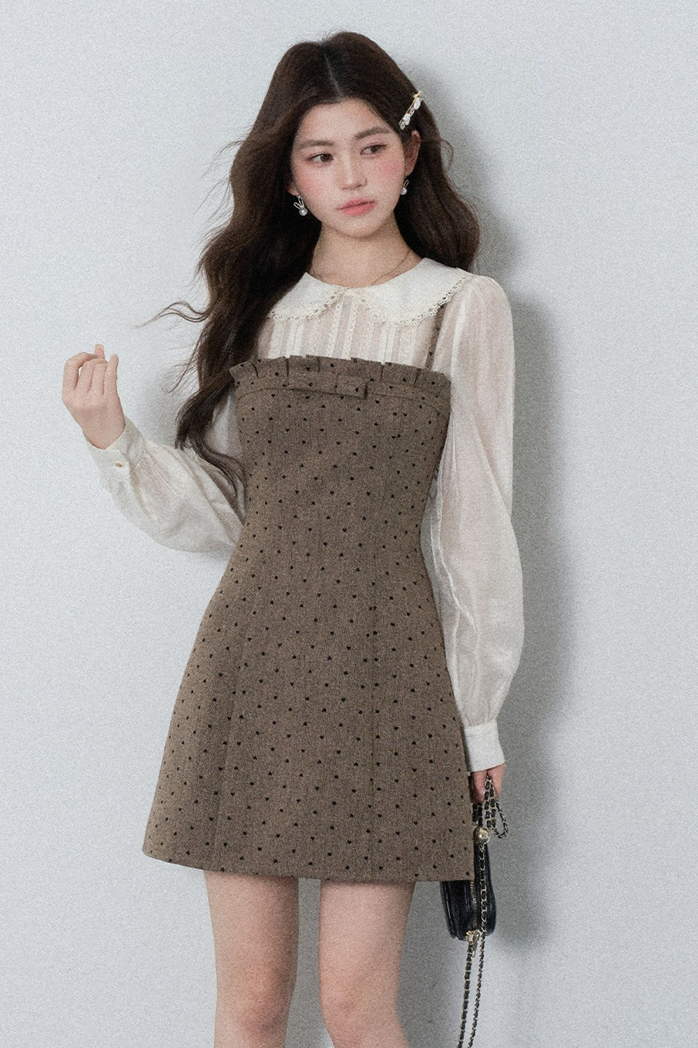 High-Waisted A-Line Polka Dot Dress