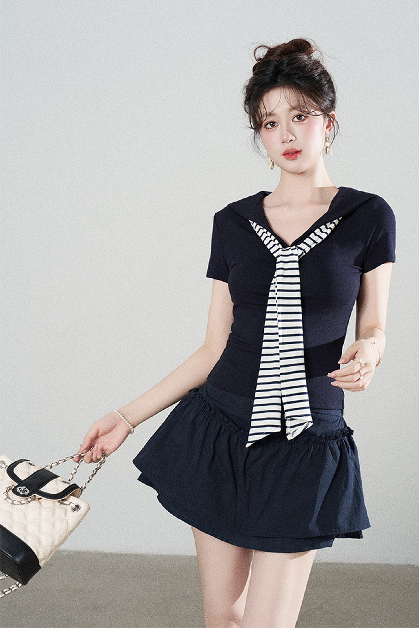 Preppy Style Top and Skirt Set-Up