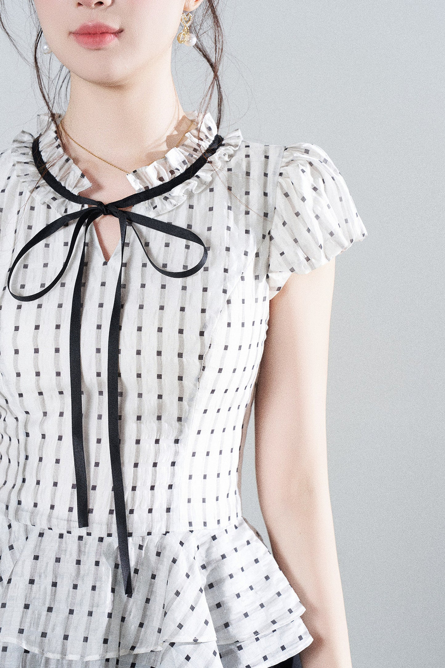 French Style Puff Sleeve A-Line Dress