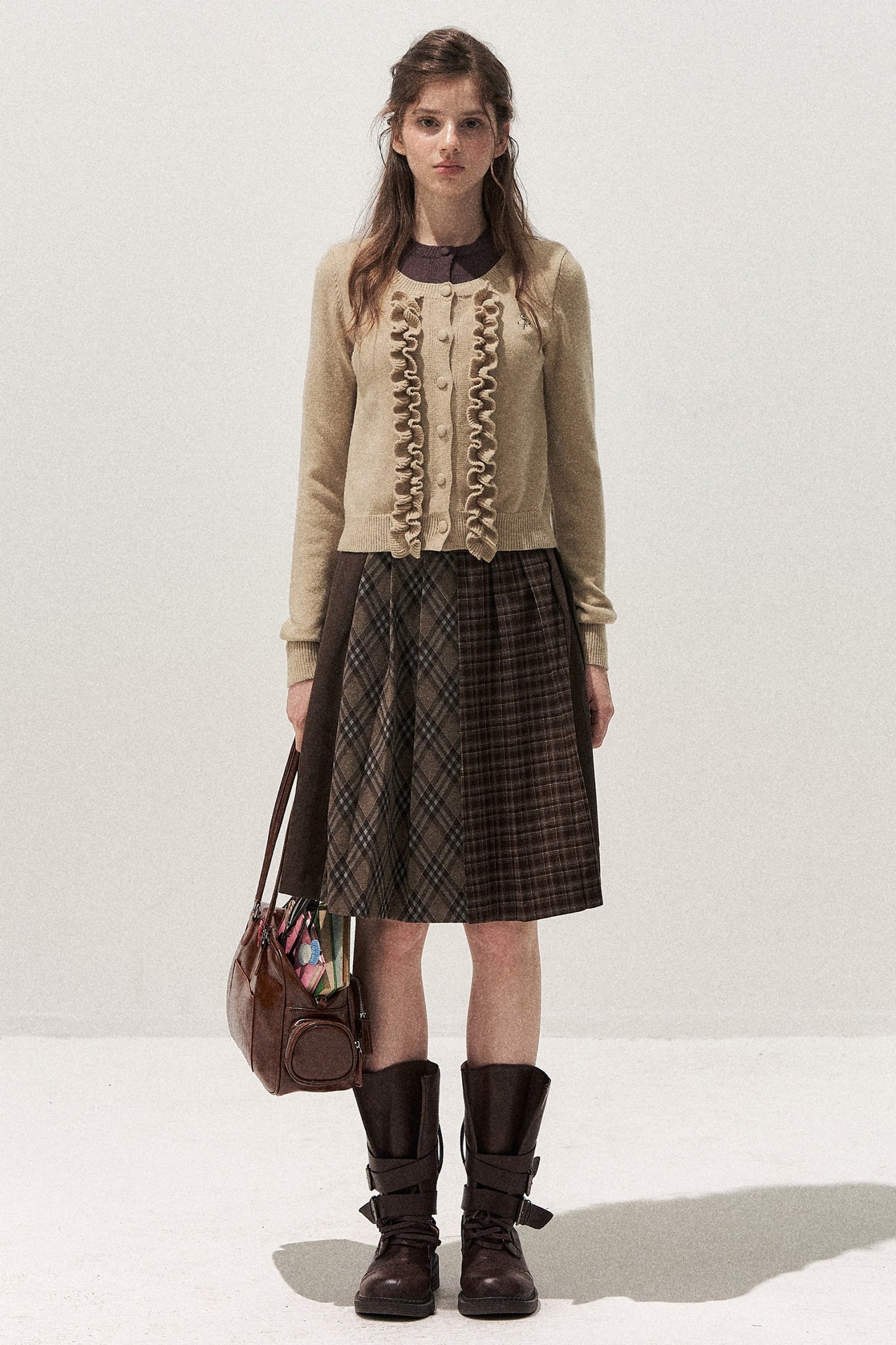 Retro Patchwork Pleated Skirt