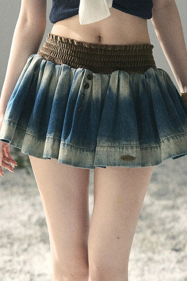 Gradient Denim A-Line Skirt
