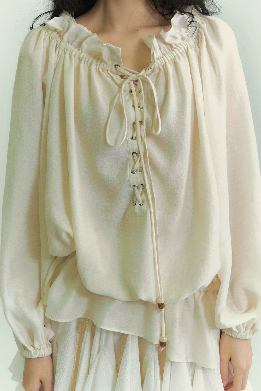 Off-Shoulder Lantern Sleeve Shirt