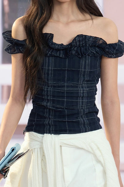 Ruffled Off-Shoulder Top and Pants Set