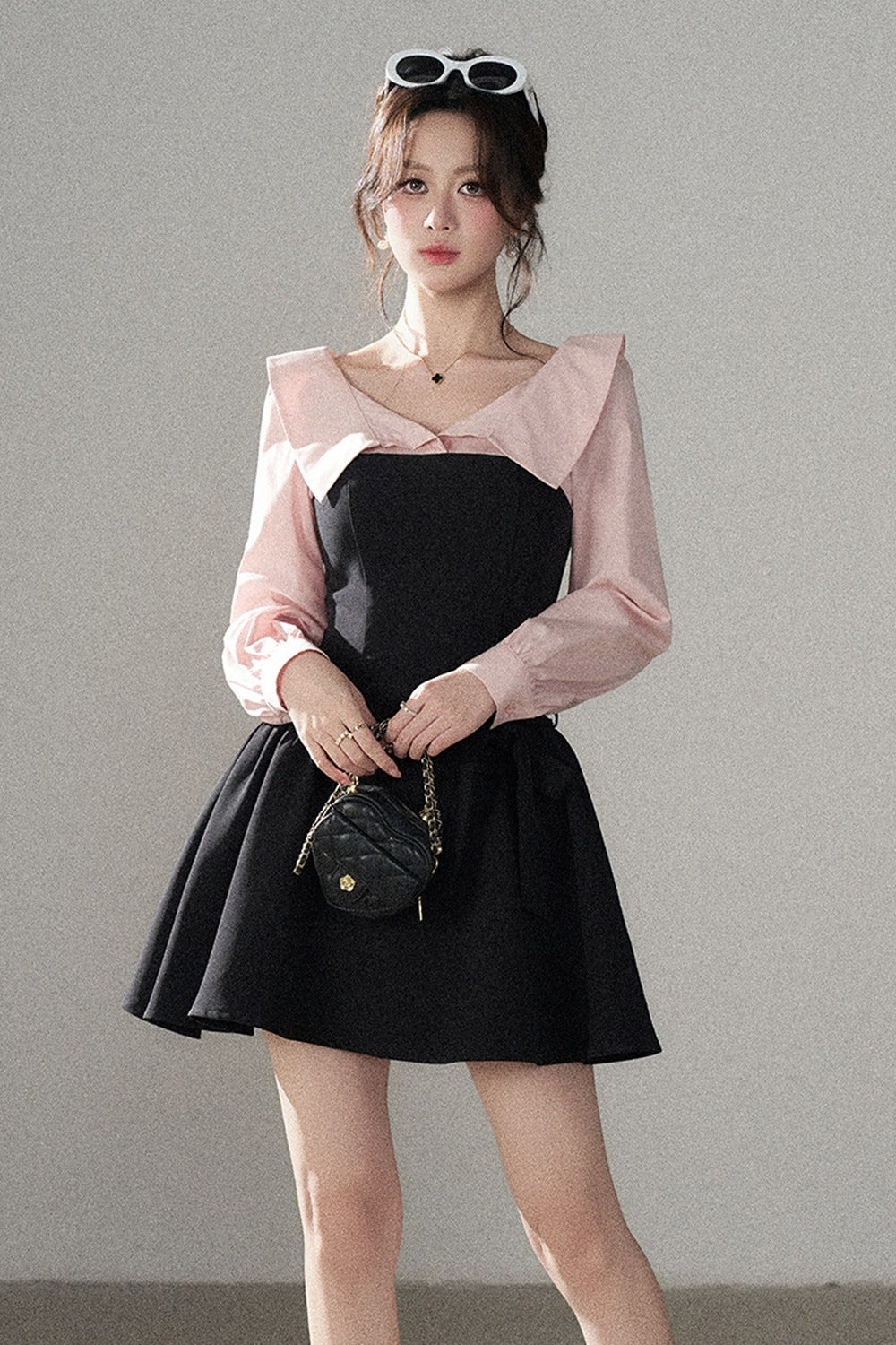 Black Flared Shirt Dress