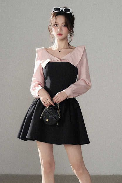 Black Flared Shirt Dress