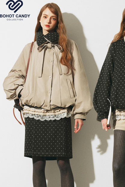 Reversible Polka Dot Bow Down Jacket