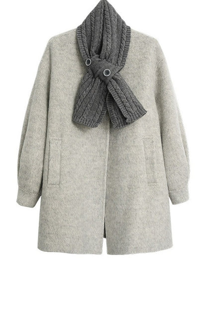 Scarf Collar Double-Sided Wool Coat