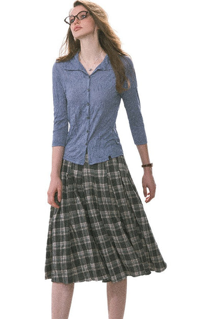 Chemise boutonnée plissée texturée
