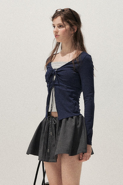 Floral Knot Tie Long Sleeve T-Shirt