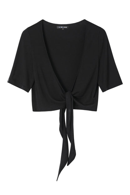 Lace Trim Tie-Front Knit Cardigan Set-Up