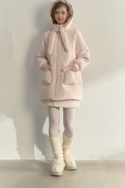 Cloud Scarf Hat Mid-Length Down Jacket