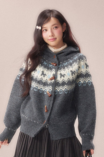 Fair Isle Toggle Knit Cardigan