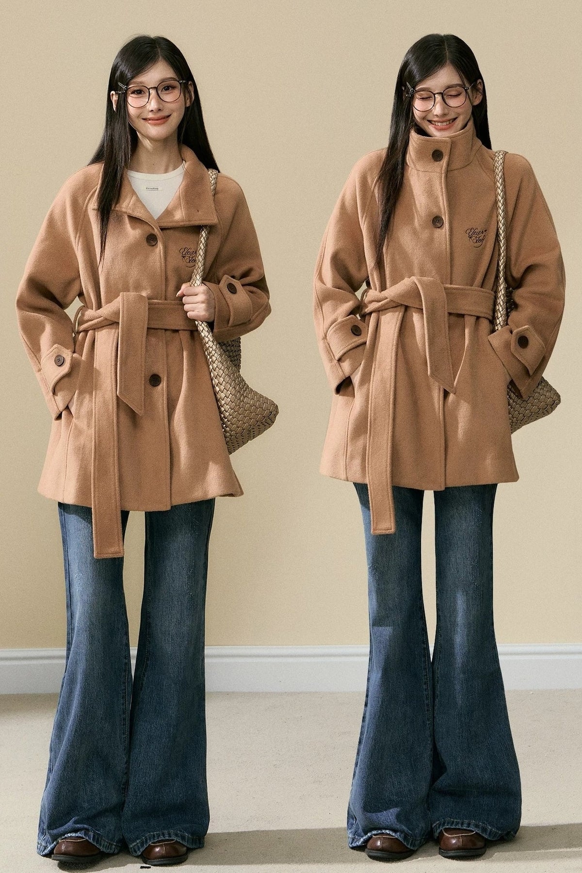 Brown Wool Embroidered Jacket and Pants Set-Up