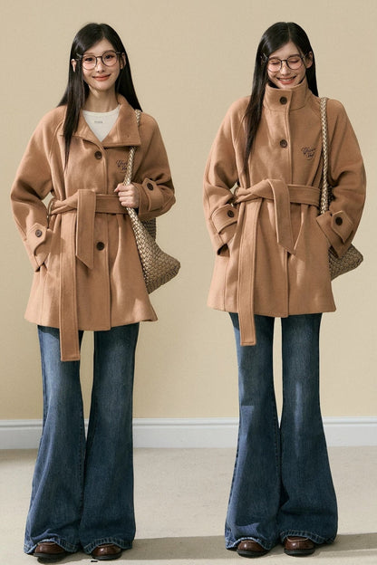 Brown Wool Embroidered Jacket and Pants Set-Up