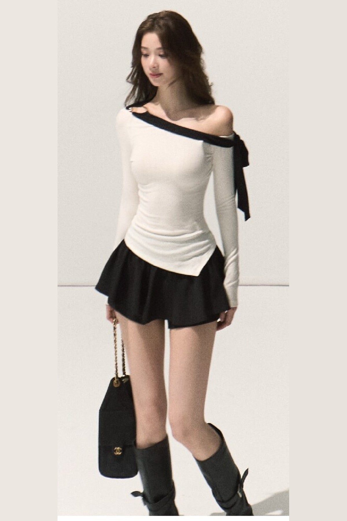 Off-Shoulder Wool Knit Top