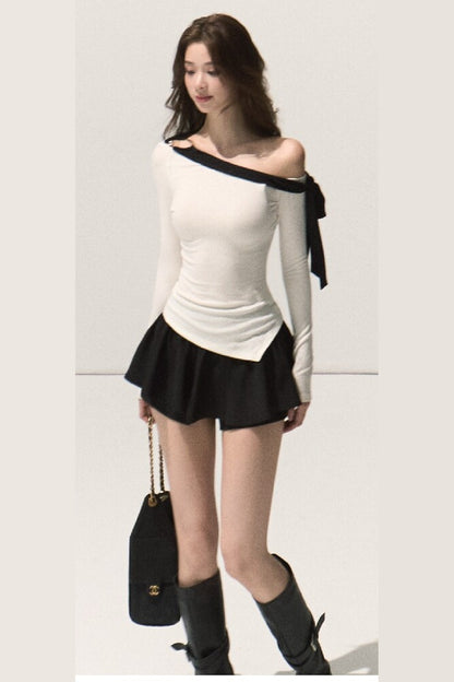 Off-Shoulder Wool Knit Top