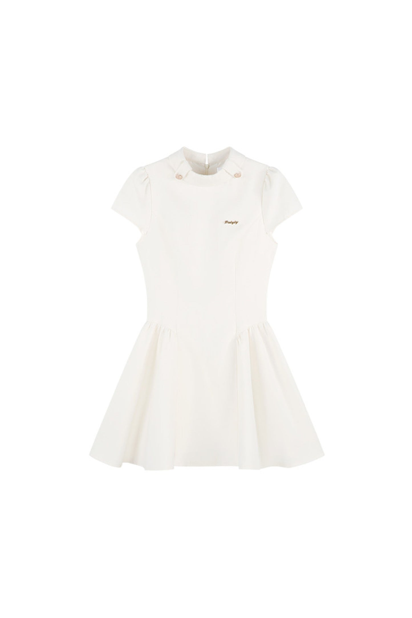 White Waist-Cinching A-Line Dress