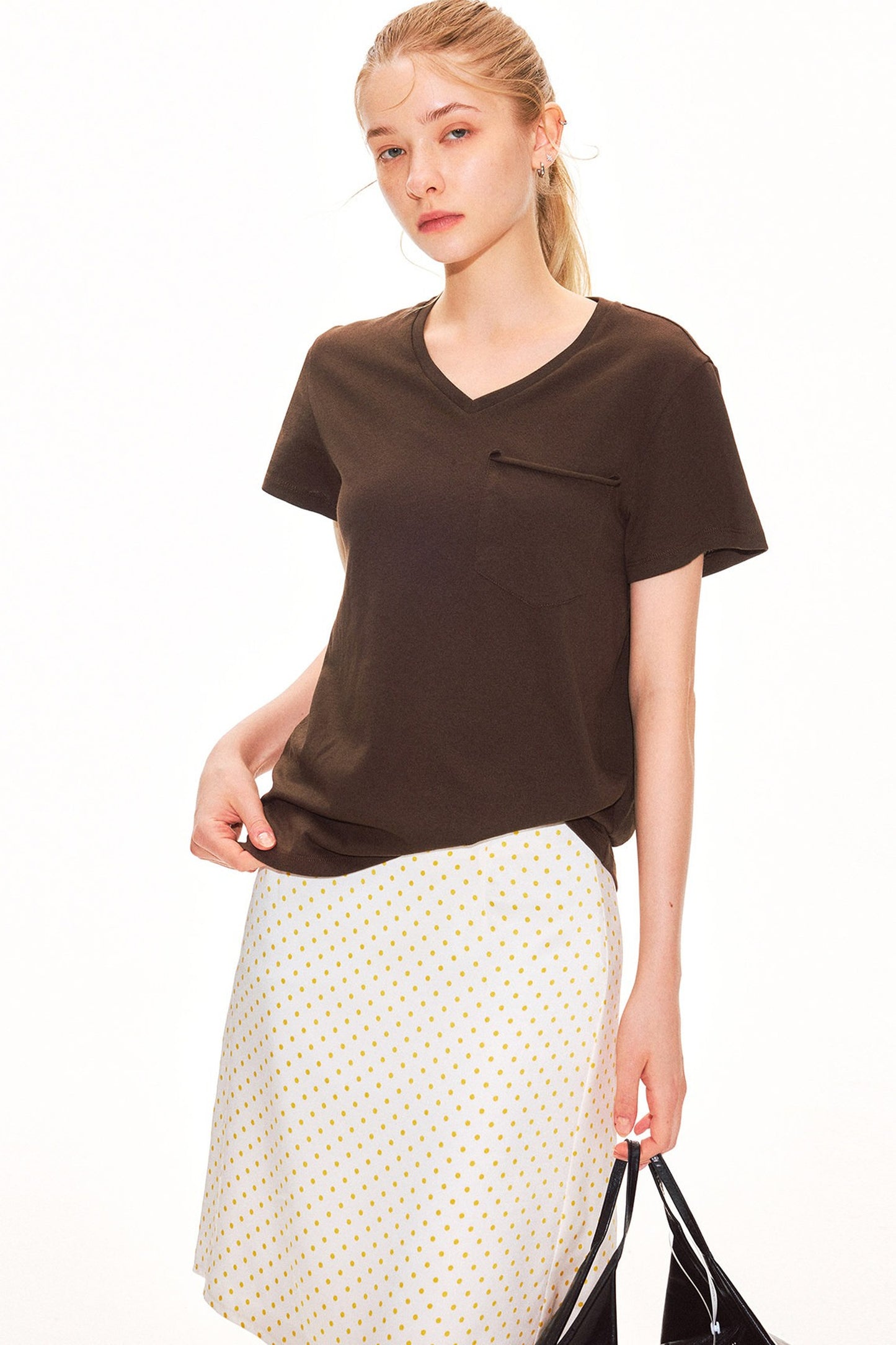Haut col V en pur coton