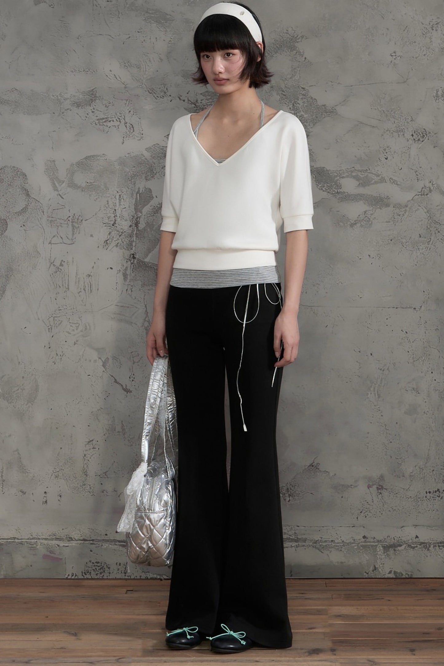 Drawstring Waist Flared Pants