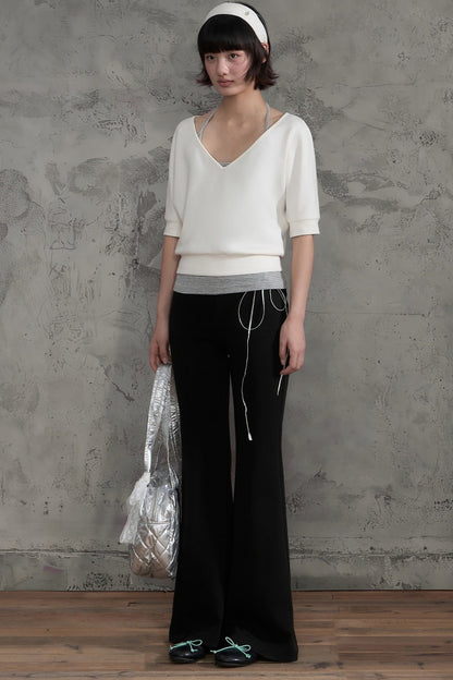 Drawstring Waist Flared Pants