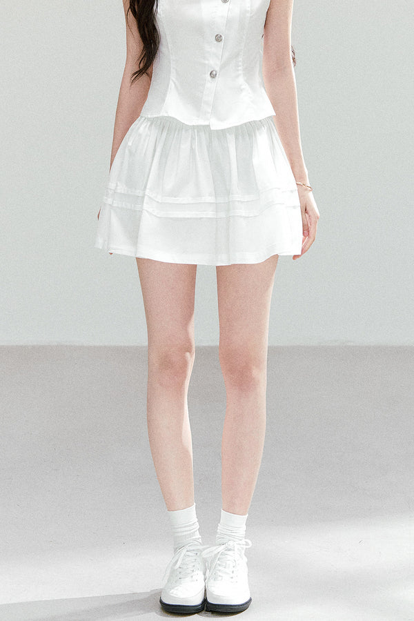 Asymmetrical Lapel Waist-Cinching Top Set-Up