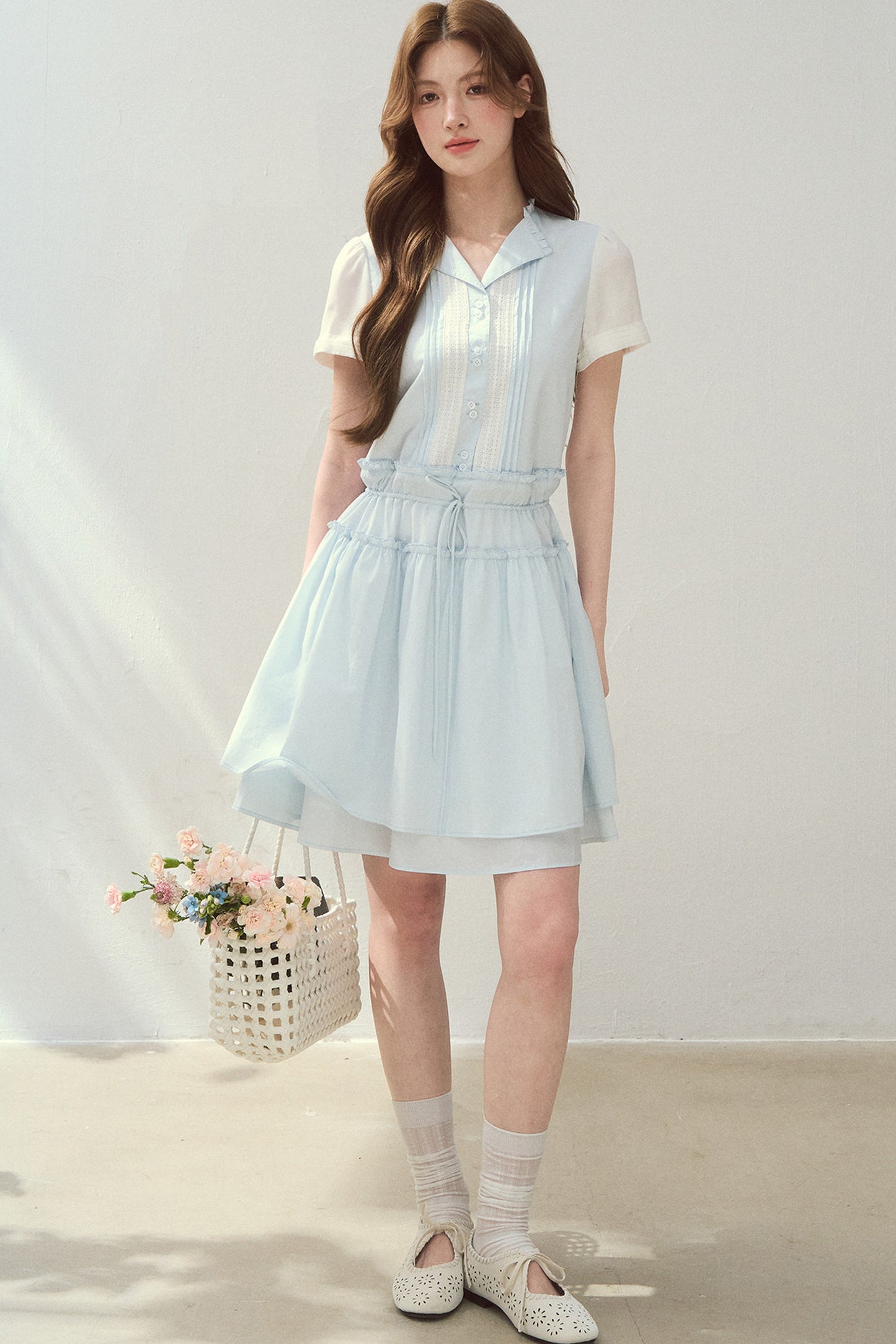 Sea Salt Blue Lyocell Shirt Dress