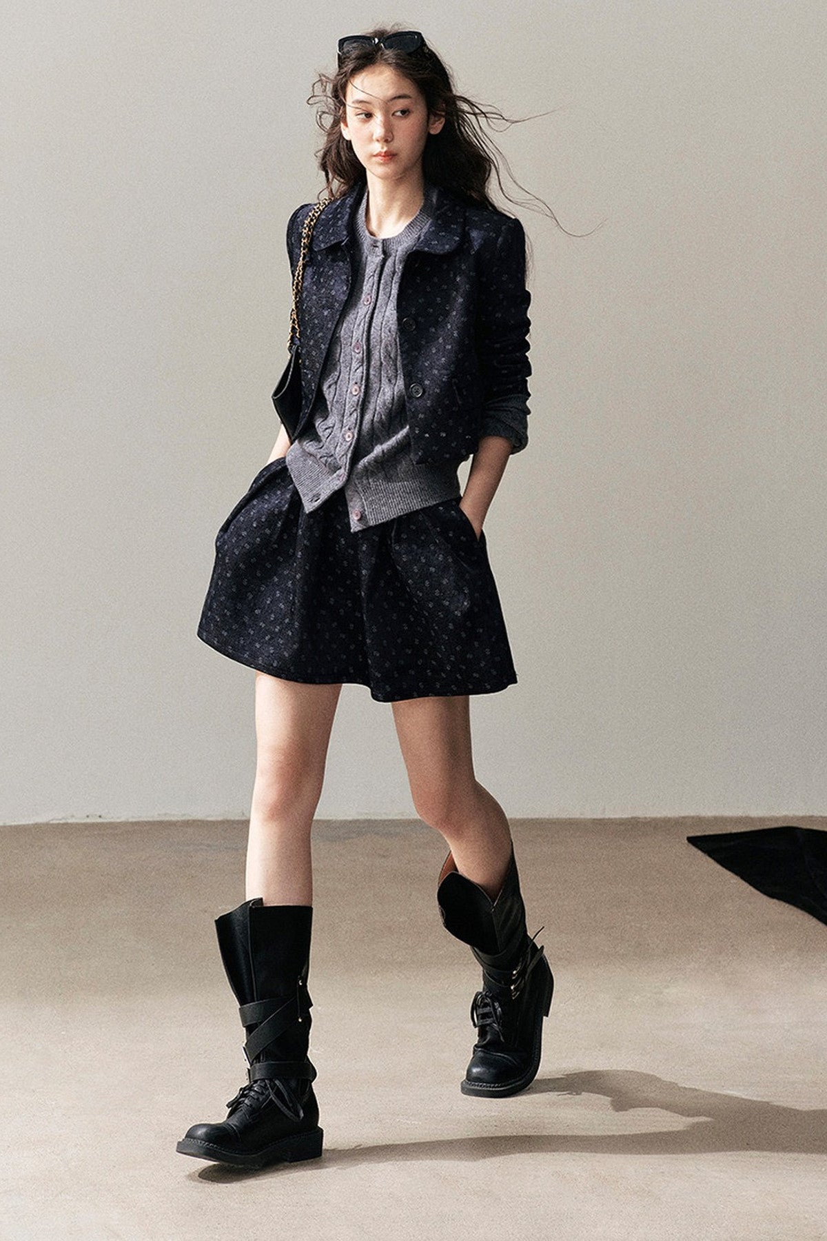 Chenille Floral Jacket, Skirt and Top Set-Up