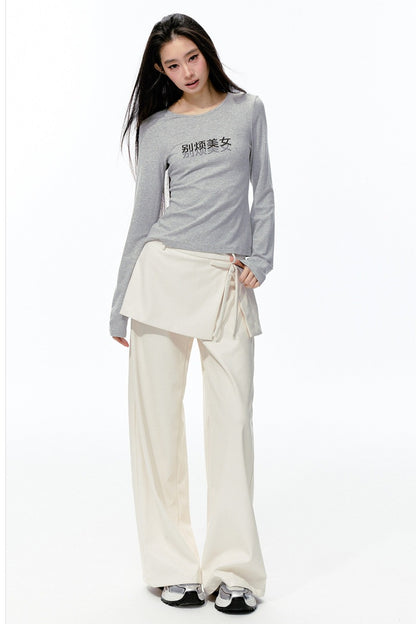 Tee-shirt à manches longues en maille avec imprimé strass