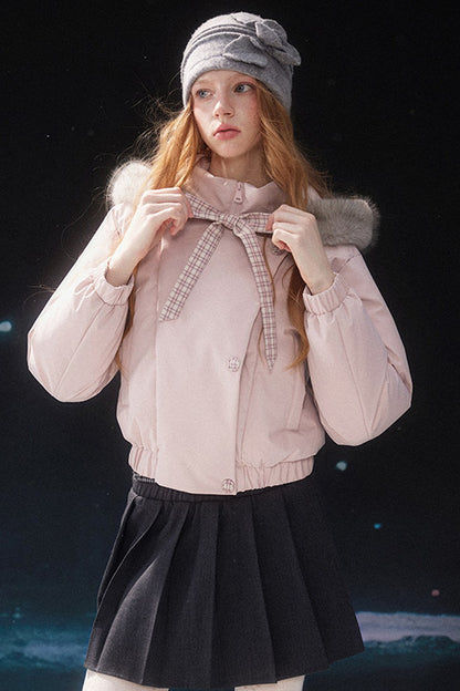 Pink Fur Collar Down Jacket