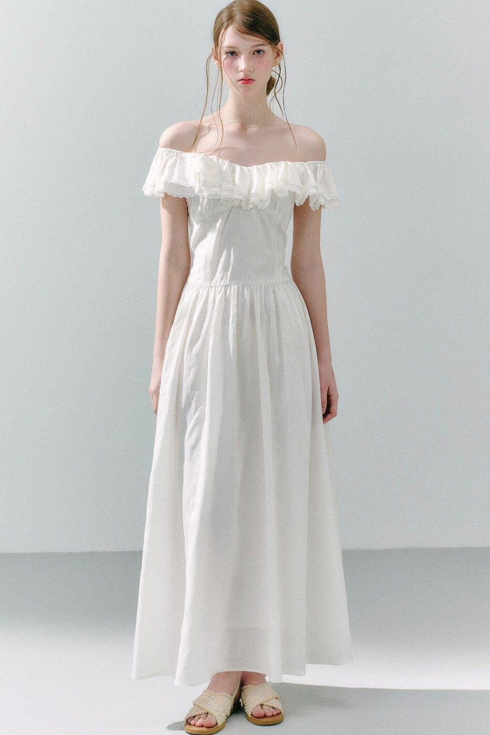 Long Green Linen Blend Dress