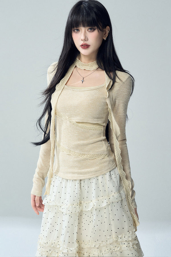 Irregular Layered-Look Knit Top