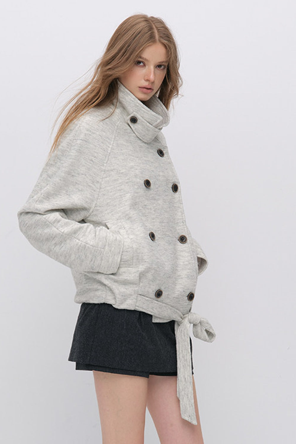 Belted Wool A-Line Skirt
