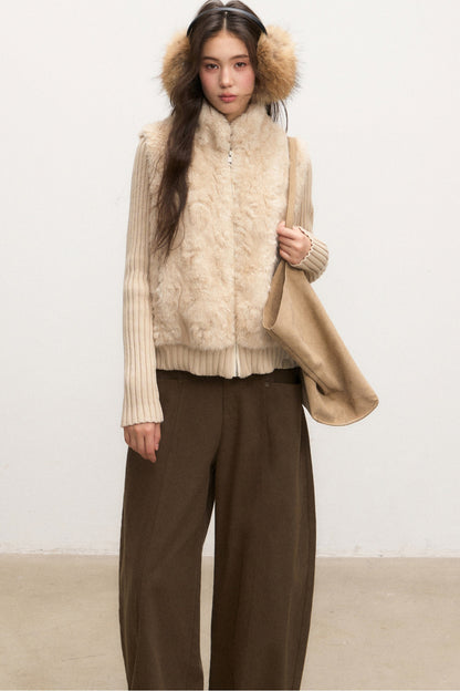 Set aus Strickjacke mit Stehkragen und Hose