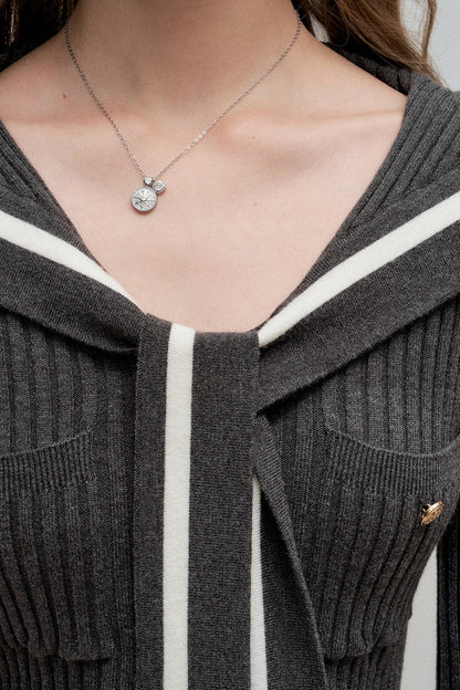Navy Collar Striped Knit Top
