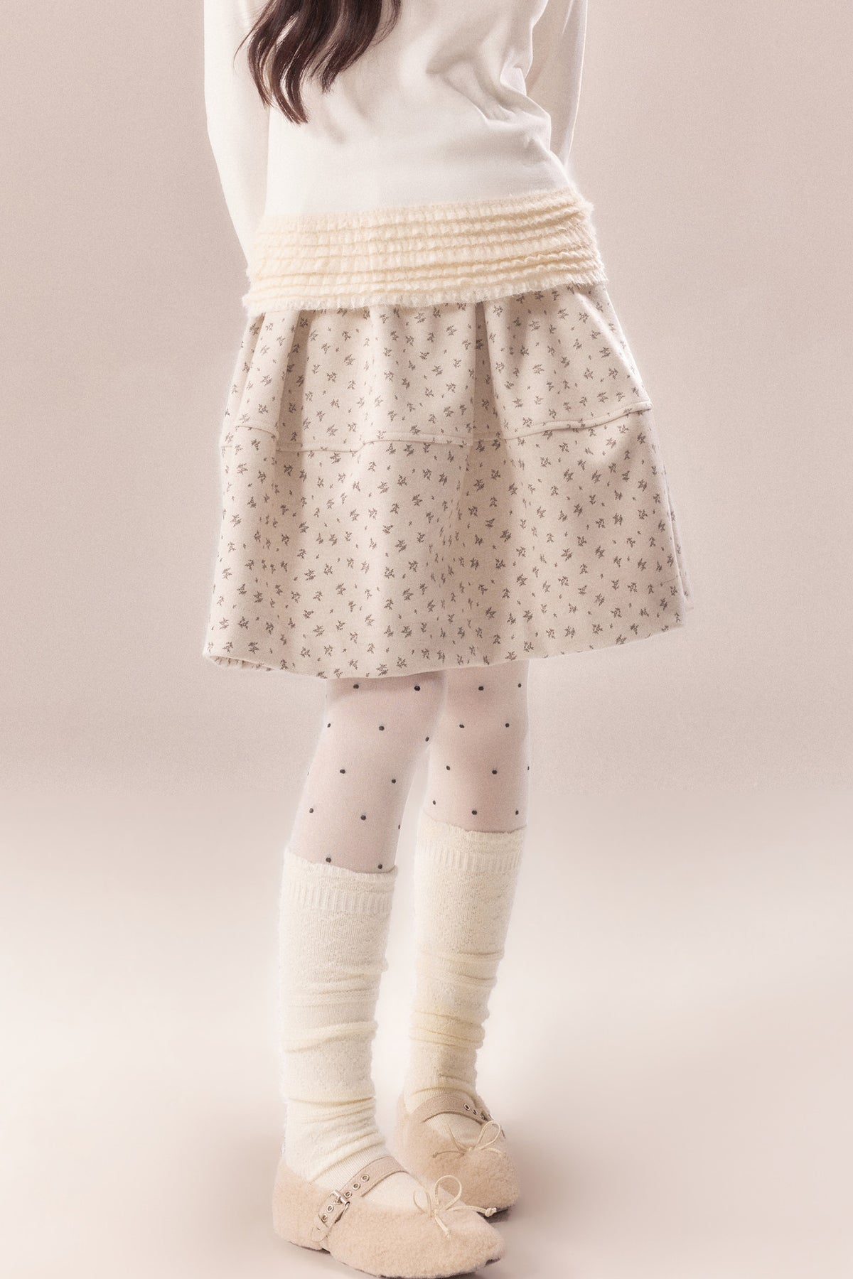 All-Over Floral Print Elastic Waist A-Line Skirt