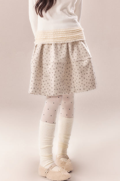 All-Over Floral Print Elastic Waist A-Line Skirt