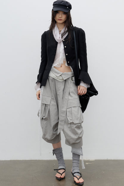 Buttoned Bell-Sleeve Jacket