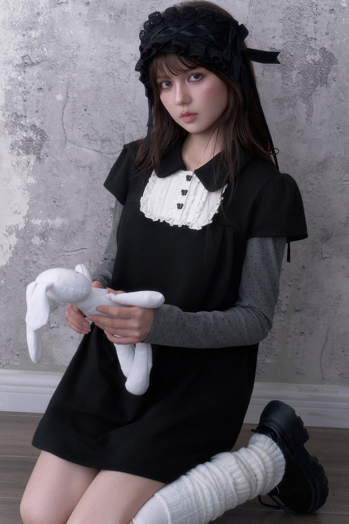 Ruffled Bib Doll Collar Dress
