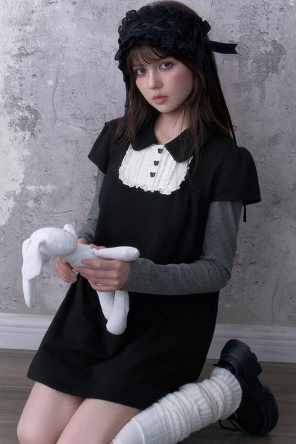 Ruffled Bib Doll Collar Dress