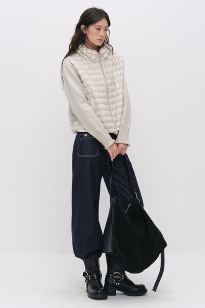 Knit Spliced Quilted Down Jacket
