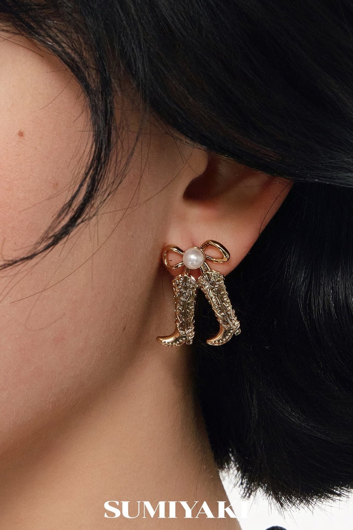 Vintage Pearl Boot Earrings