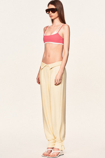 High-Waisted Fold-Over Waist Knit Pants