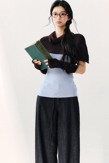 Detachable Shawl Knit Top Set-Up