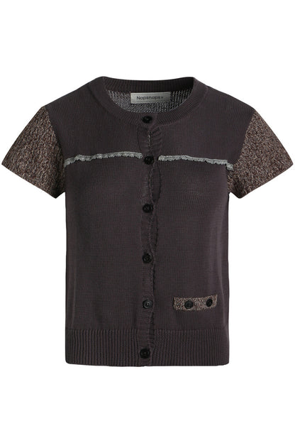 Hollow-out Short Sleeve Knit Cardigan