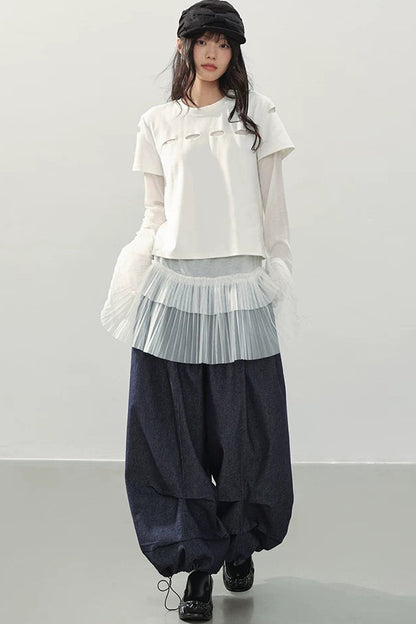Pantalons Lanternes en Denim de Nuit à Lisbonne