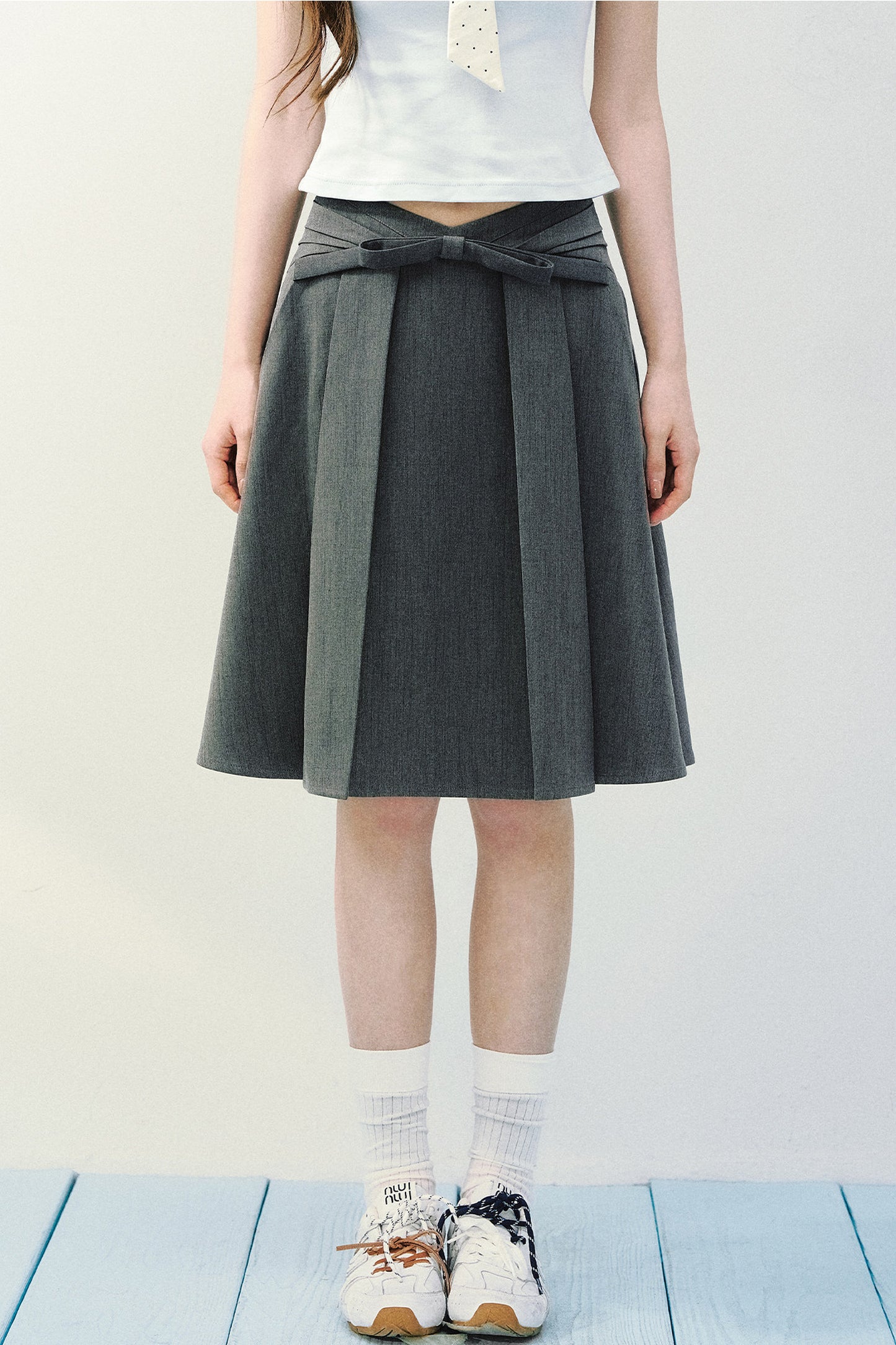 Asymmetrical Pleated Midi Skirt