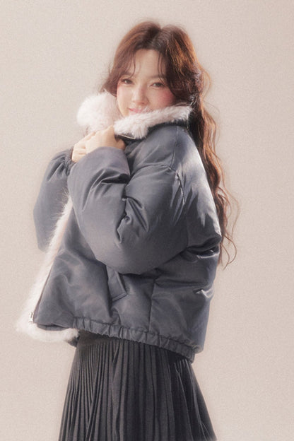 Patchwork Plush Down Jacket
